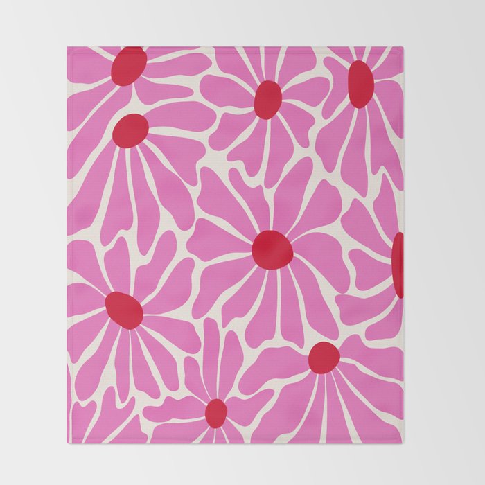 Big Groovy Flower - Pink and Red Throw Blanket Gallery Image 2