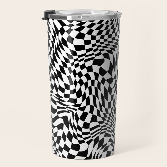 TIME MOVES SLOWLY (warped geometric pattern) Travel Mug Gallery Image 3