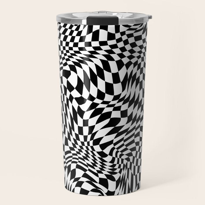 TIME MOVES SLOWLY (warped geometric pattern) Travel Mug Gallery Image 1