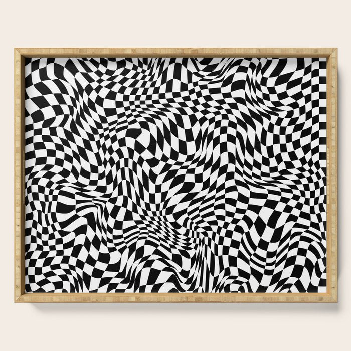TIME MOVES SLOWLY (warped geometric pattern) Serving Tray Gallery Image 1