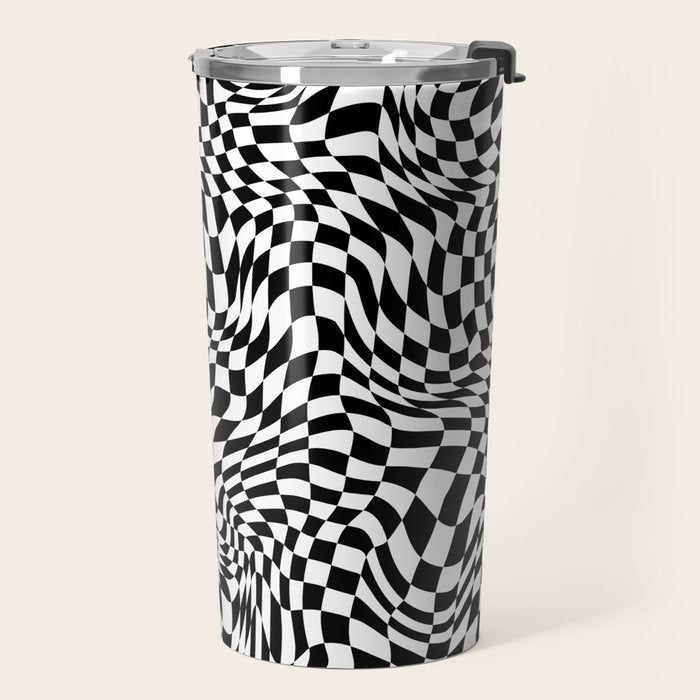 TIME MOVES SLOWLY (warped geometric pattern) Travel Mug Gallery Image 2