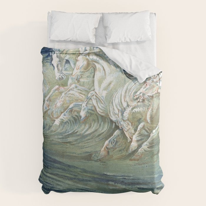 Neptune's Horses by Walter Crane Duvet Cover Gallery Image 6