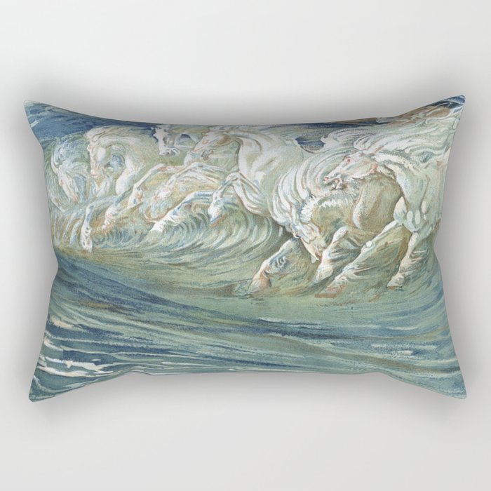 Neptune's Horses by Walter Crane Rectangular Pillow Gallery Image 2