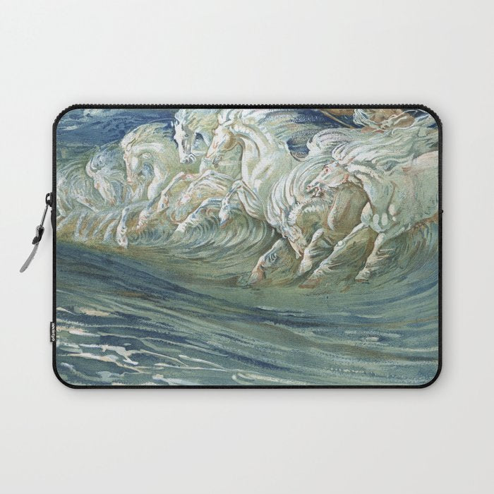 Neptune's Horses by Walter Crane Laptop Sleeve Gallery Image 1