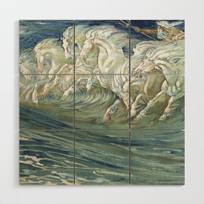 Neptune's Horses by Walter Crane Wood Wall Art Gallery Image 1