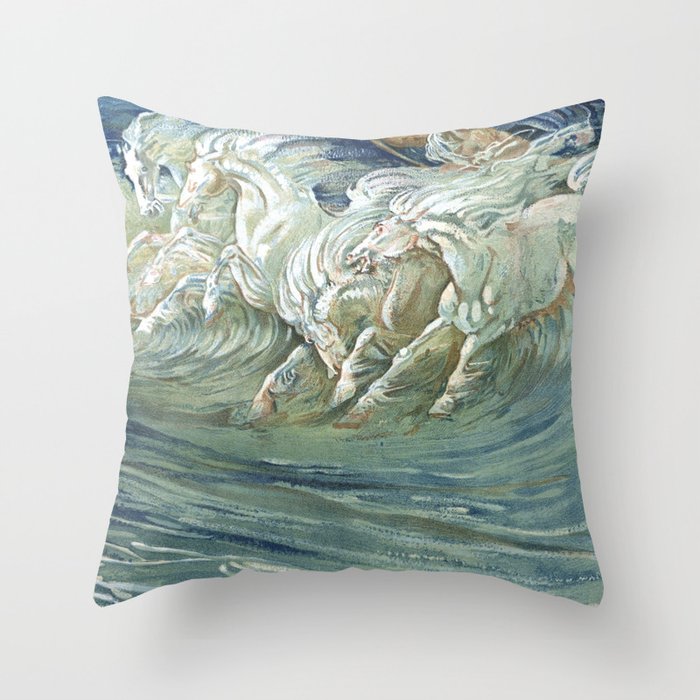 Neptune's Horses by Walter Crane Throw Pillow Gallery Image 6