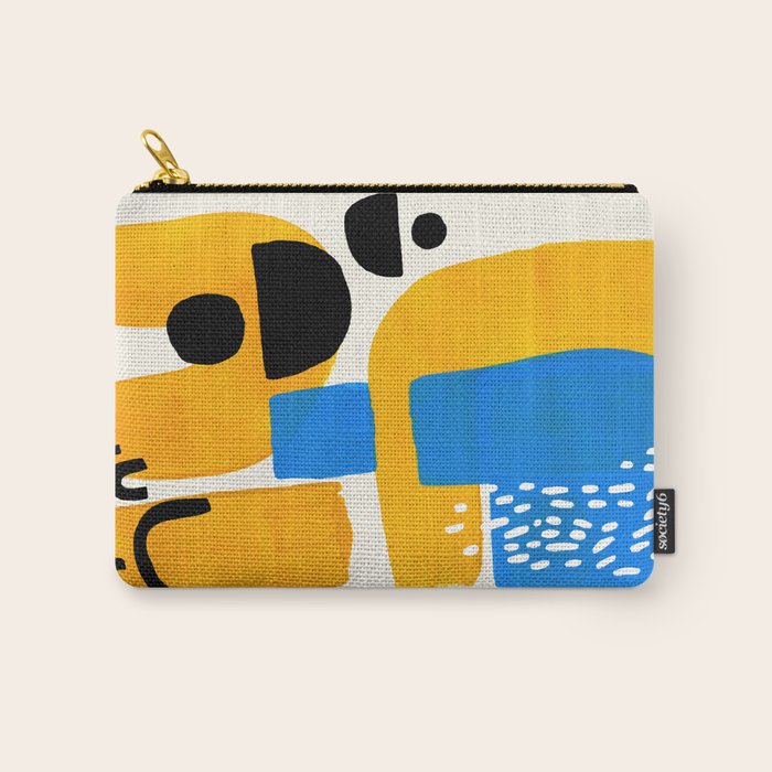 Mid Century Modern abstract Minimalist Fun Colorful Shapes Patterns Ikea Yellow & Blue Carry All Pouch Gallery Image 1