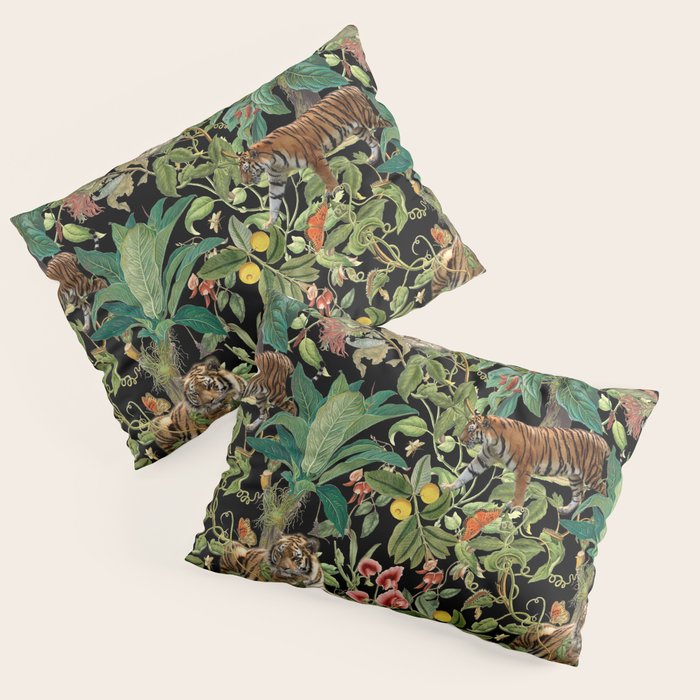 TIGER IN THE DARK JUNGLE Pillow Sham Gallery Image 1