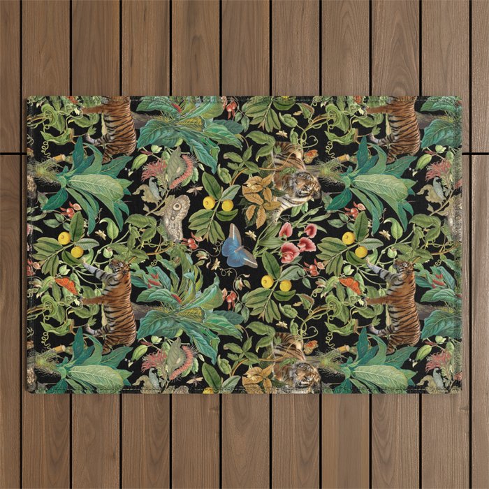 TIGER IN THE DARK JUNGLE Outdoor Rug Gallery Image 1