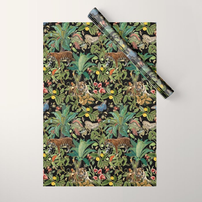 TIGER IN THE DARK JUNGLE Wrapping Paper Gallery Image 1