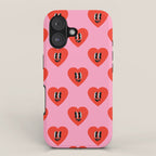 Funny retro love heart cartoon pattern iPhone Case Gallery Image 1