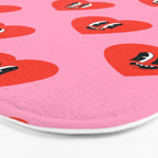 Funny retro love heart cartoon pattern Bath Mat Gallery Image 3