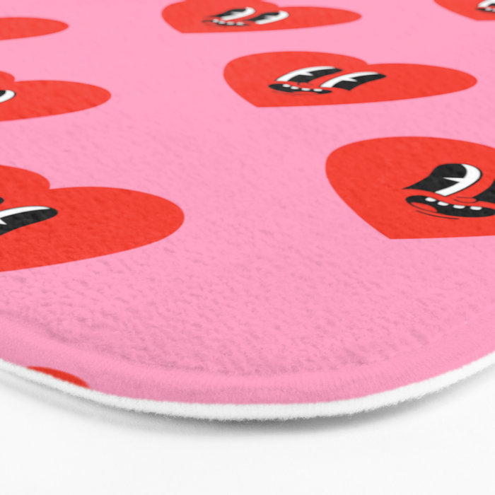 Funny retro love heart cartoon pattern Bath Mat Gallery Image 3
