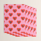 Funny retro love heart cartoon pattern Wrapping Paper Gallery Image 3