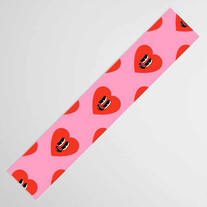 Funny retro love heart cartoon pattern Table Runner Gallery Image 3