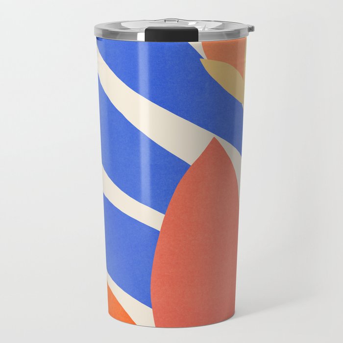 Blue and Red Tropical Abstract Travel Mug Gallery Image 1