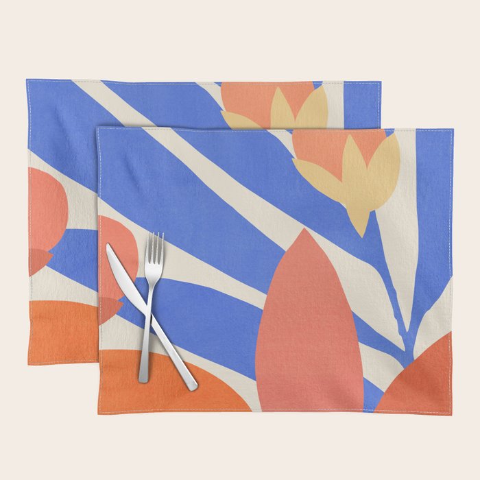 Blue and Red Tropical Abstract Placemat Gallery Image 1