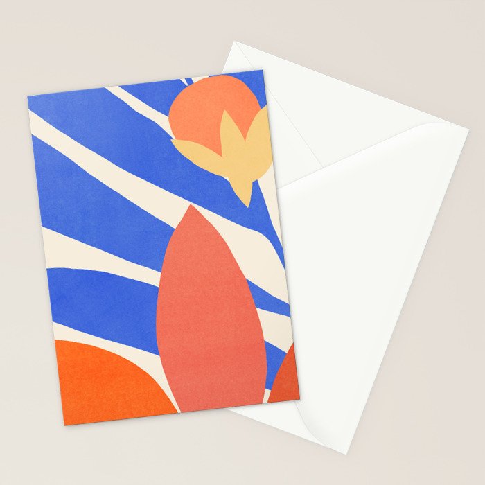 Blue and Red Tropical Abstract Stationery Card Gallery Image 2