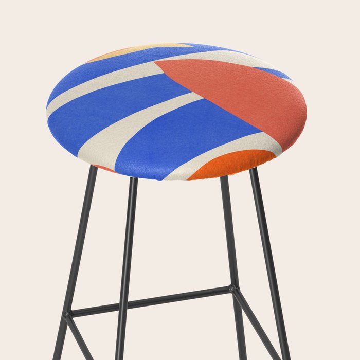 Blue and Red Tropical Abstract Stool Gallery Image 2