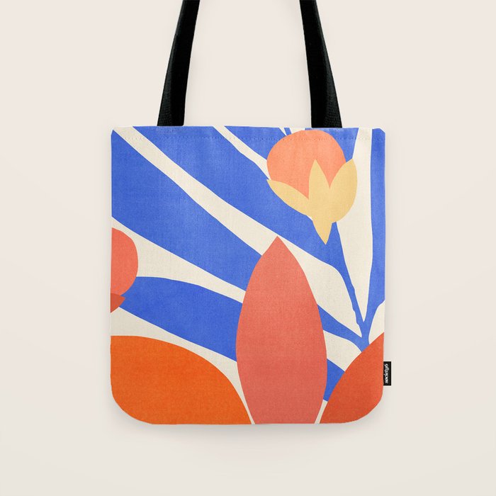 Blue and Red Tropical Abstract Tote Bag Gallery Image 1