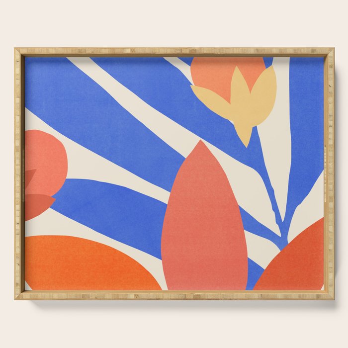 Blue and Red Tropical Abstract Serving Tray Gallery Image 1