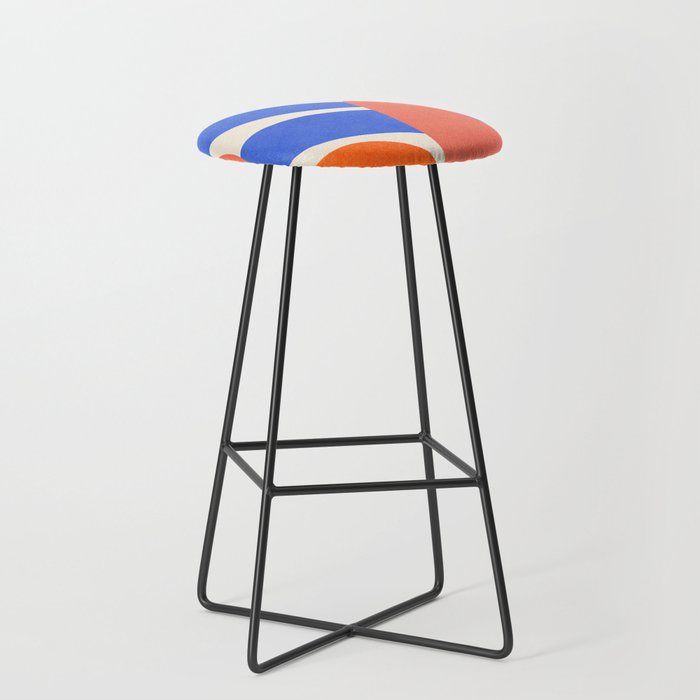 Blue and Red Tropical Abstract Stool Gallery Image 1