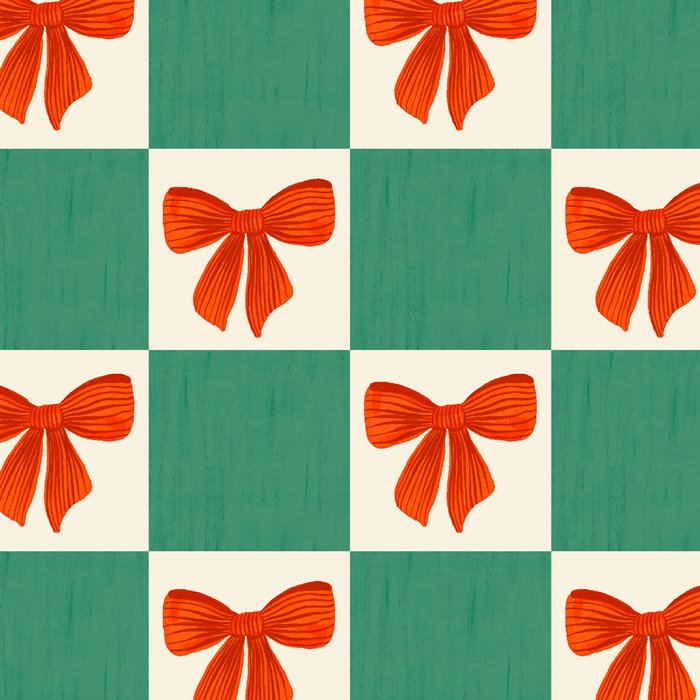 Charming Red Bow Checkerboard Pattern - Festive Holiday Background Coffee Mug Gallery Image 2