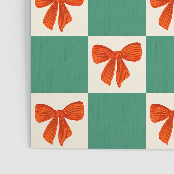 Charming Red Bow Checkerboard Pattern - Festive Holiday Background Poster Gallery Image 3