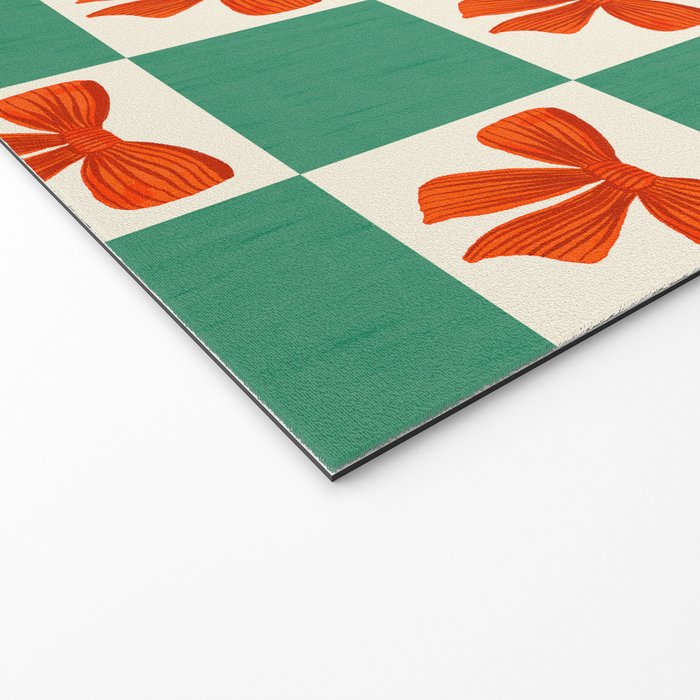 Charming Red Bow Checkerboard Pattern - Festive Holiday Background Welcome Mat Gallery Image 2