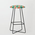 Charming Red Bow Checkerboard Pattern - Festive Holiday Background Stool Gallery Image 1