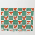 Charming Red Bow Checkerboard Pattern - Festive Holiday Background Wall Hanging Gallery Image 1