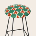 Charming Red Bow Checkerboard Pattern - Festive Holiday Background Stool Gallery Image 2