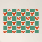 Charming Red Bow Checkerboard Pattern - Festive Holiday Background Welcome Mat Gallery Image 1