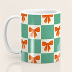 Charming Red Bow Checkerboard Pattern - Festive Holiday Background Coffee Mug Gallery Image 3
