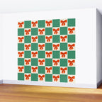 Charming Red Bow Checkerboard Pattern - Festive Holiday Background Wall Mural Gallery Image 2