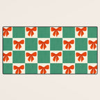Charming Red Bow Checkerboard Pattern - Festive Holiday Background Desk Mat Gallery Image 3