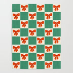 Charming Red Bow Checkerboard Pattern - Festive Holiday Background Poster Gallery Image 4
