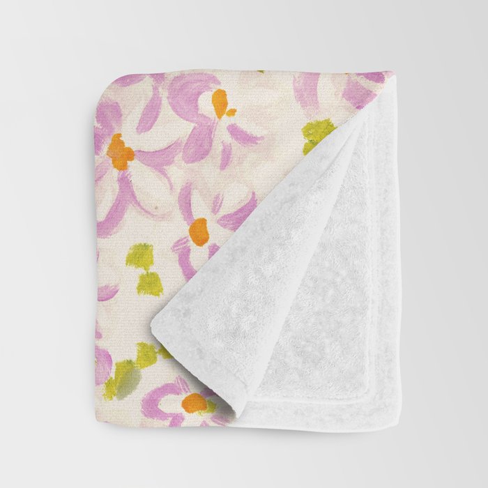 Pink brush stroke flowers Throw Blanket Gallery Image 3