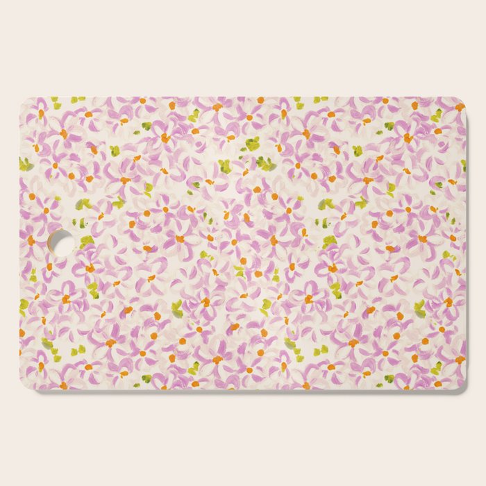 Pink brush stroke flowers Cutting Board Gallery Image 1