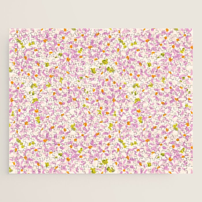 Pink brush stroke flowers Jigsaw Puzzle Gallery Image 1