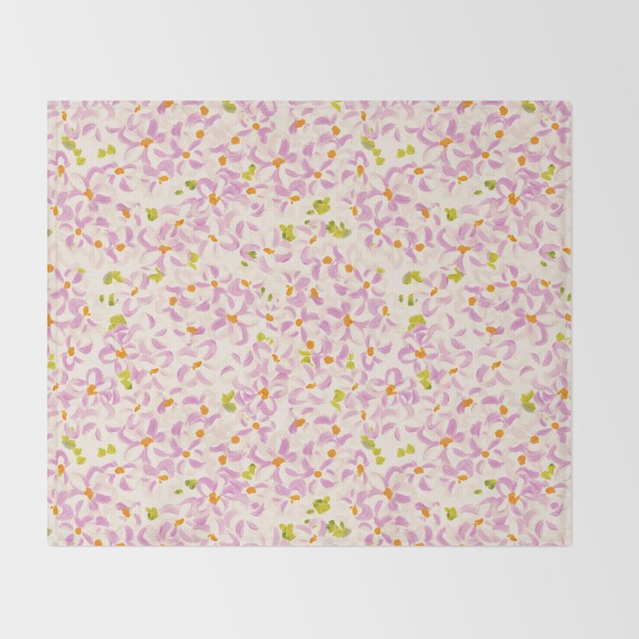 Pink brush stroke flowers Throw Blanket Gallery Image 2