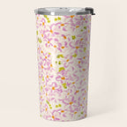 Pink brush stroke flowers Travel Mug Gallery Image 2