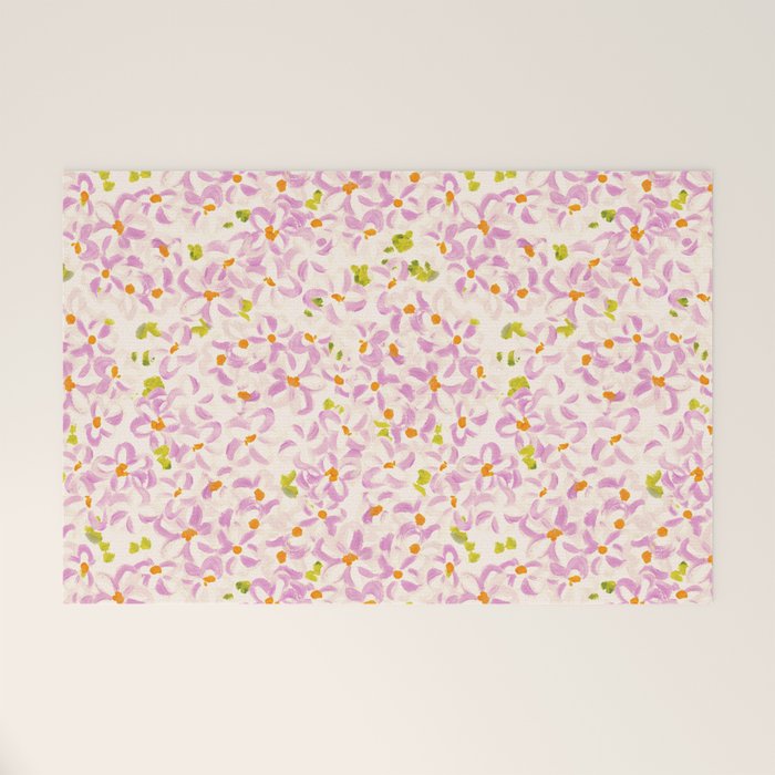 Pink brush stroke flowers Welcome Mat Gallery Image 1