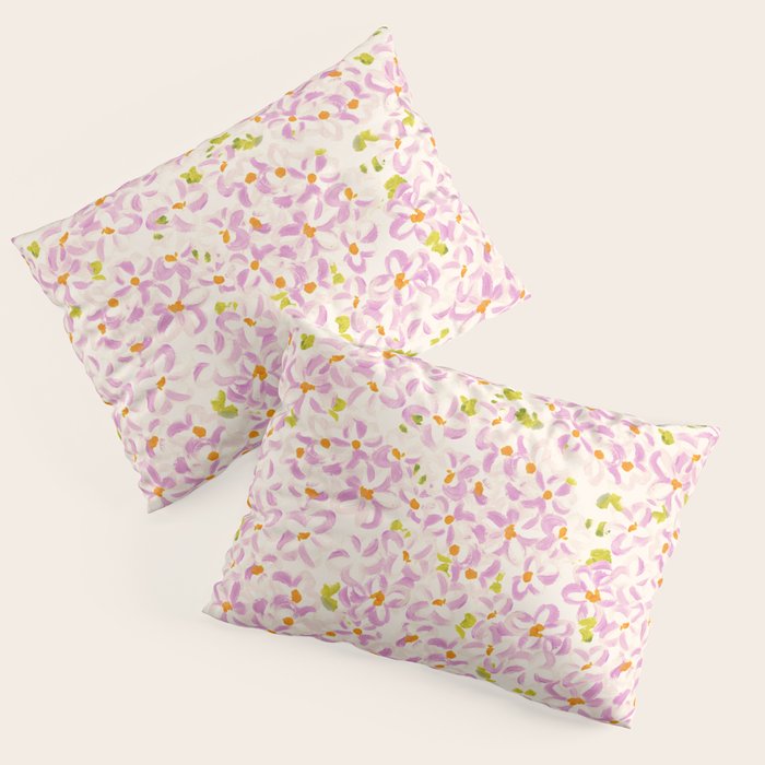 Pink brush stroke flowers Pillow Sham Gallery Image 3