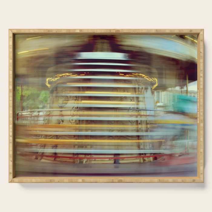 Spinning Carousel in Paris - Abstract Travel Photography Serving Tray Gallery Image 1