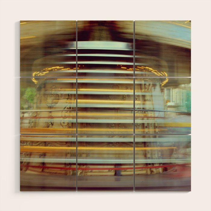 Spinning Carousel in Paris - Abstract Travel Photography Wood Wall Art Gallery Image 1