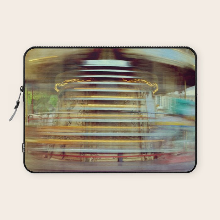 Spinning Carousel in Paris - Abstract Travel Photography Laptop Sleeve Gallery Image 1
