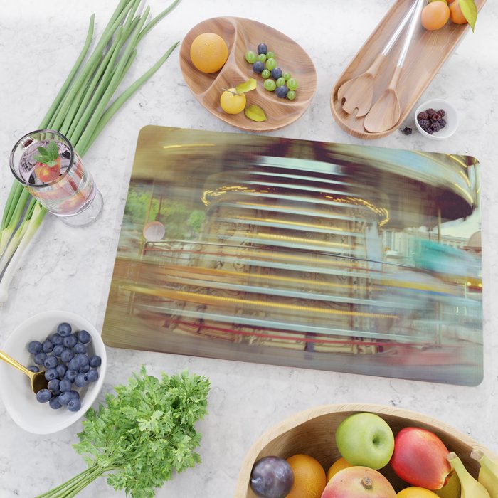 Spinning Carousel in Paris - Abstract Travel Photography Cutting Board Gallery Image 2