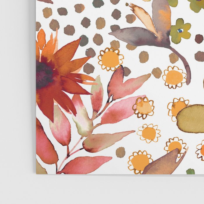 Watercolor Autumn Floral Sunflowers Warm Orange Poster Gallery Image 3