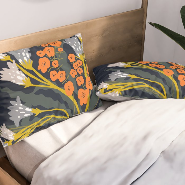 Matisse Flower Vase modern Illustration dark Pillow Sham Gallery Image 2